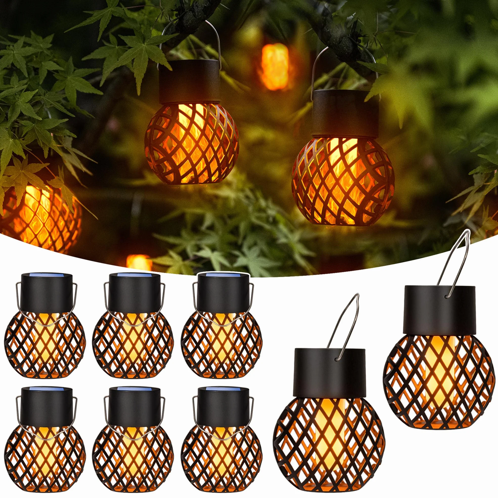GIGALUMI Solarne lampy ogrodowe 8 sztuk migoczące płomienie wodoodporne