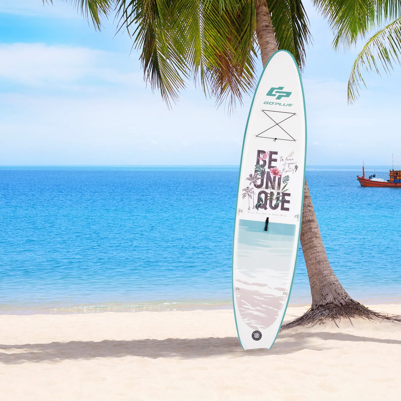 COSTWAY Deska do paddleboardingu, w zestawie plecak, pompka, regulowane wiosło, linka bezpieczeństwa, lina bungee i zestaw naprawczy, nadmuchiwana deska SUP 150 kg