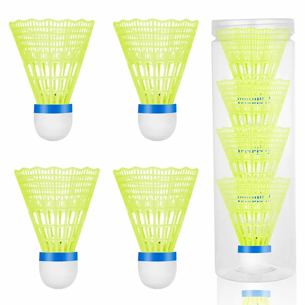 Kierownice do badmintona LED, zestaw 8 nylonowych latających badmintonów z piórami o wysokiej stabilności i trwałości, do treningu wewnątrz i na zewnątrz