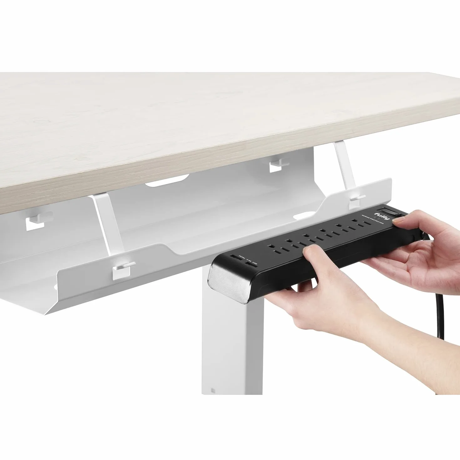 Organizer na Kable pod Biurko 60 cm Biały Uchwyt na Przewody