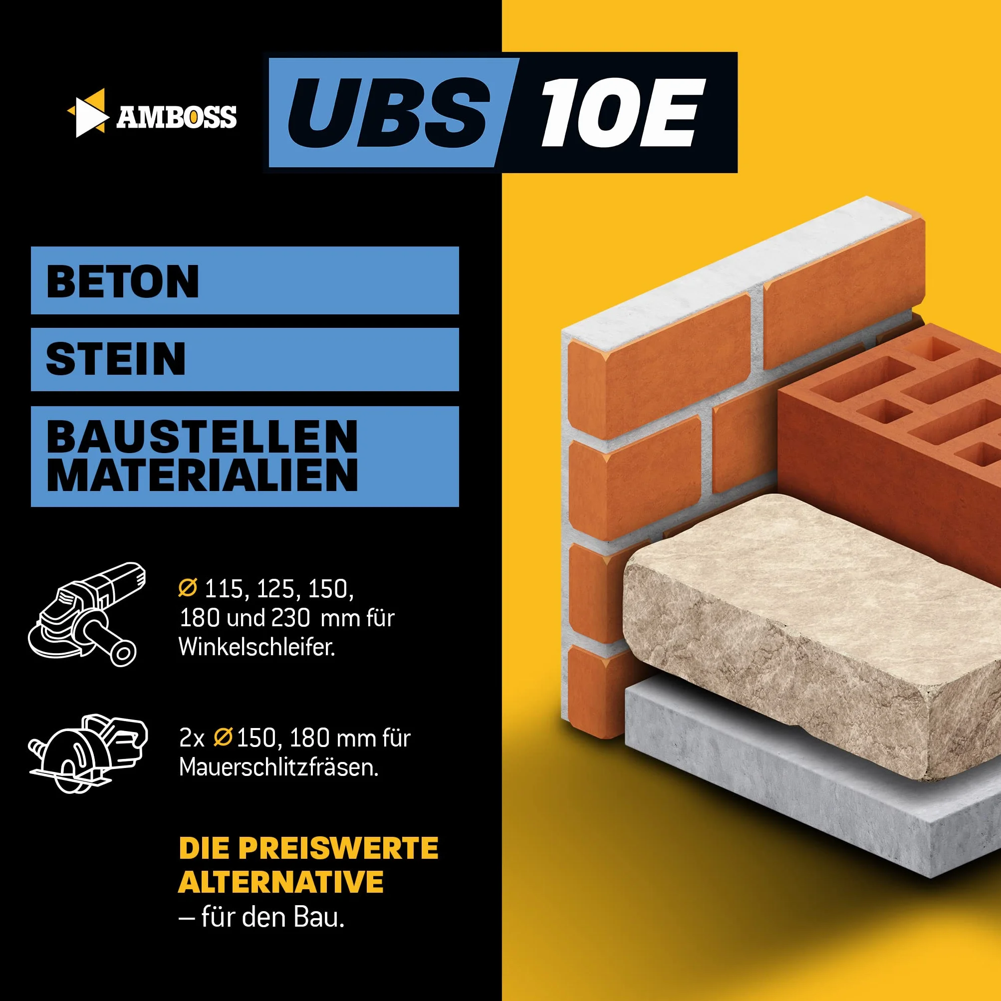 Amboss diamentowa tarcza do cięcia UBS 10E 230 mm x 22,23 mm beton