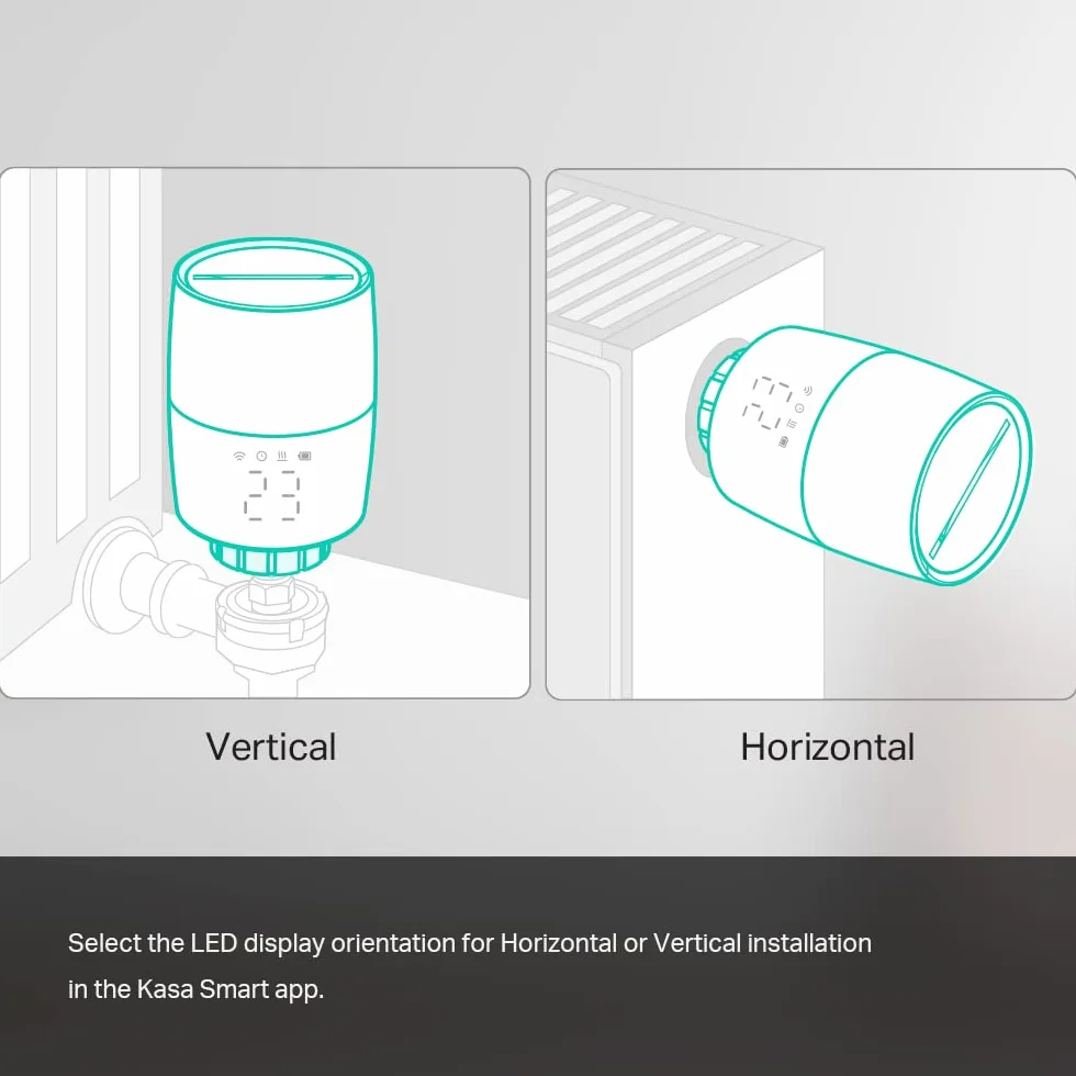 TP-Link Kasa Inteligentny termostat do grzejnika, inteligentny zawór grzejnika, oszczędność energii, wyświetlacz LED, inteligentny harmonogram, współpracuje z Alexa i Google Home, łatwy montaż (KE100)