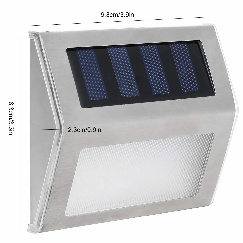 Solarne oświetlenie tarasowe LED na zewnętrzne schody, stopnie, płoty, patio i ścieżki Ciepła biel