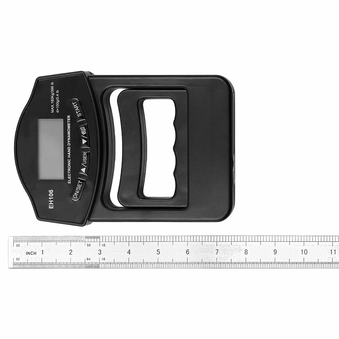 Cyfrowy dynamometr ręczny 180 kg z ładowaniem USB, jasny ekran LCD