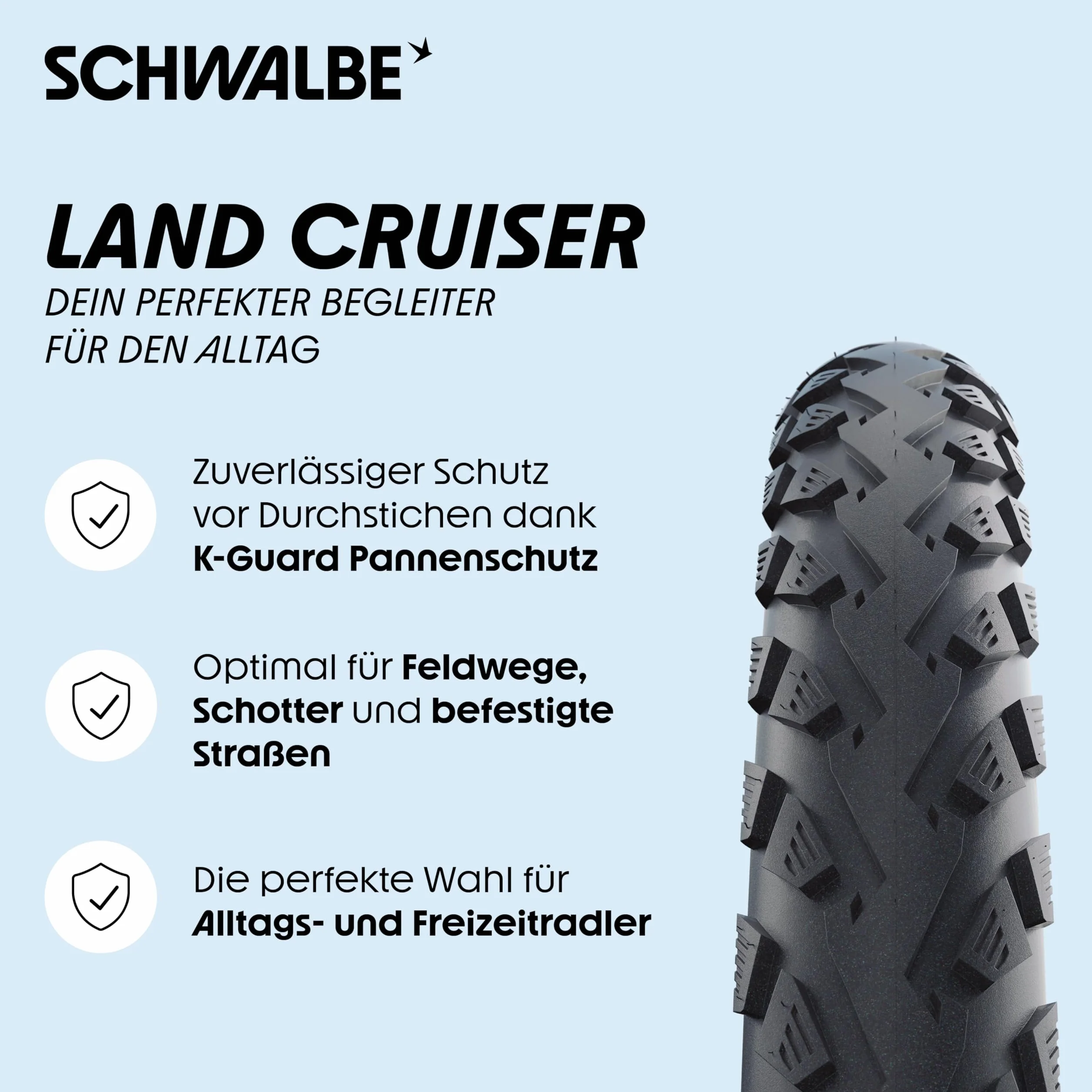 Schwalbe 11101043, Land Cruiser K-Guard, TwinSkin Unisex Adulto, B/B, 42-622 HS450 SBC 50EPI