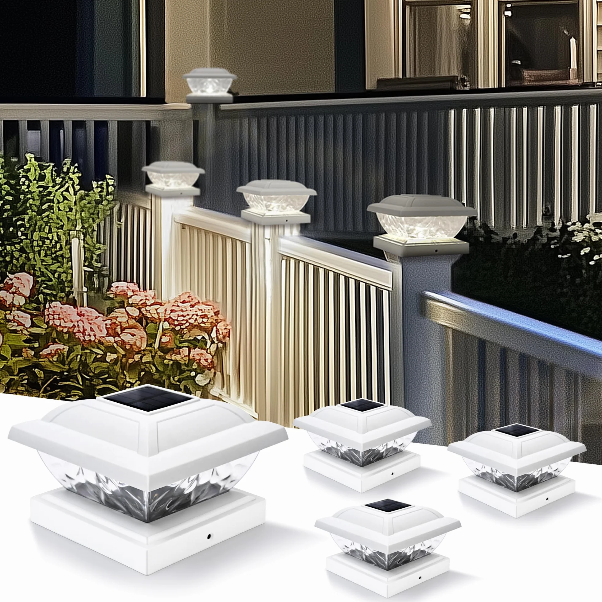 Solpex solarne lampy słupkowe LED IP65 5×5 4×4 3,5×3,5 cala/13×13 10×10 9×9 cm do ogrodu tarasu
