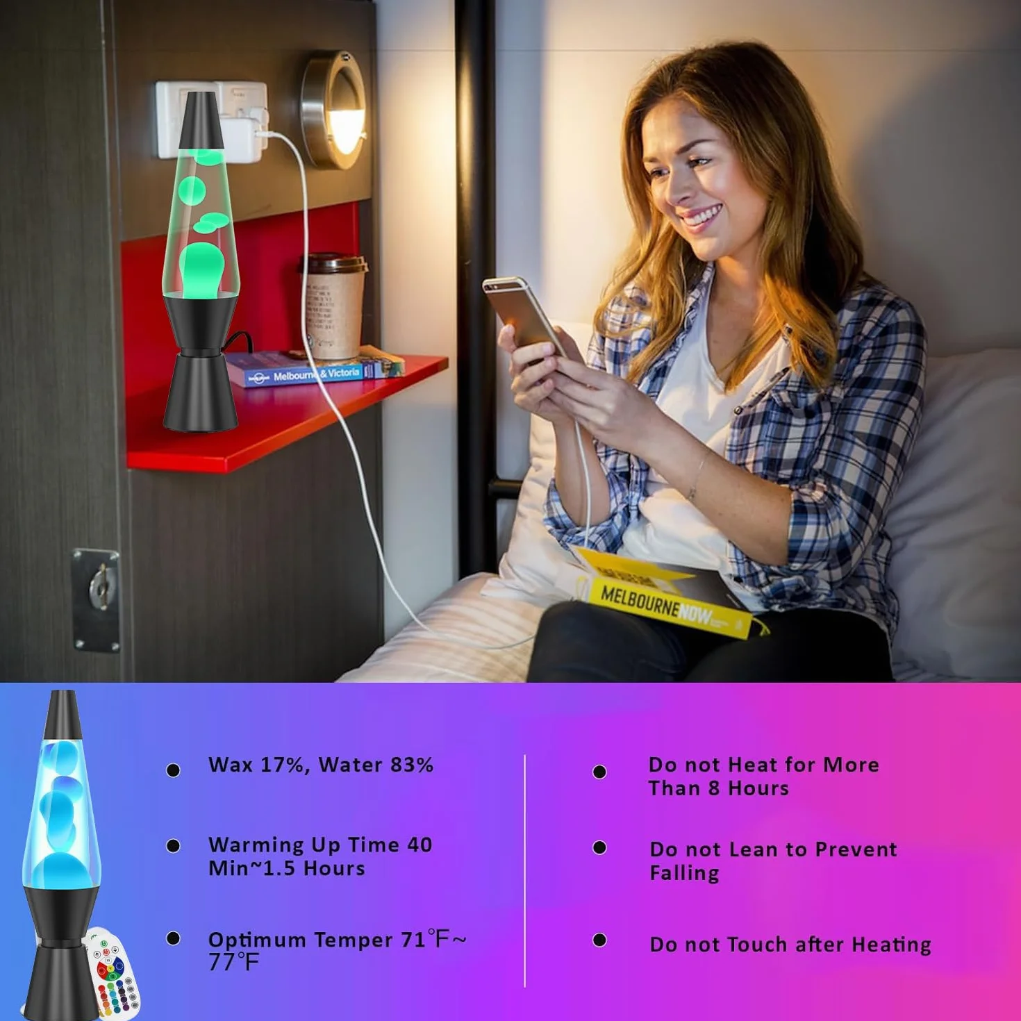 AONESY 37 cm Lawowe lampy LED 17 kolorów lampa lawowa biała czarna dekoracja domu prezent