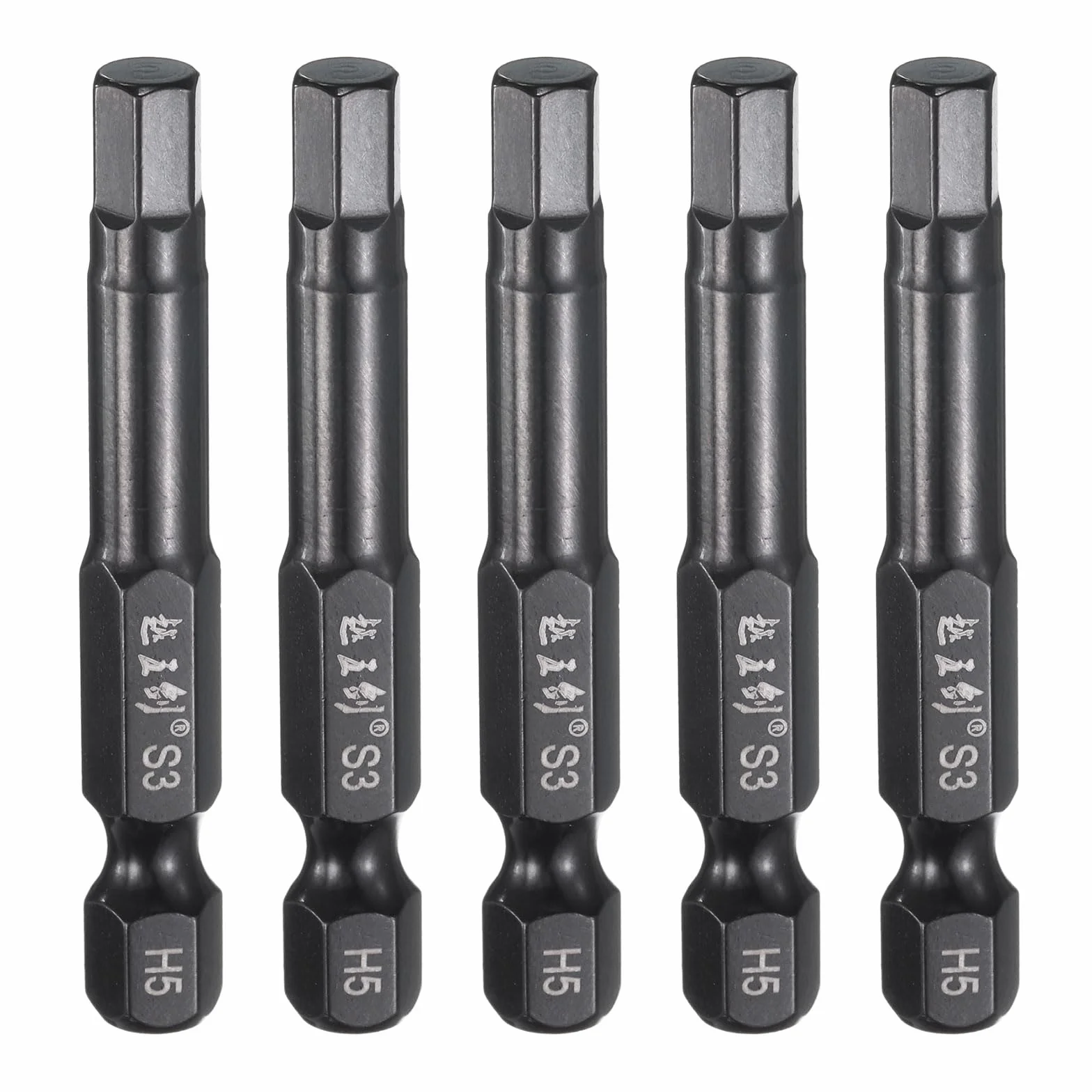 QUARKZMAN 5 sztuk kluczy imbusowych wiertło 5 mm H5 metryczne 1/4" trzpień sześciokątny 2" 50 mm długość S3 stal magnetyczny bity sześciokątny