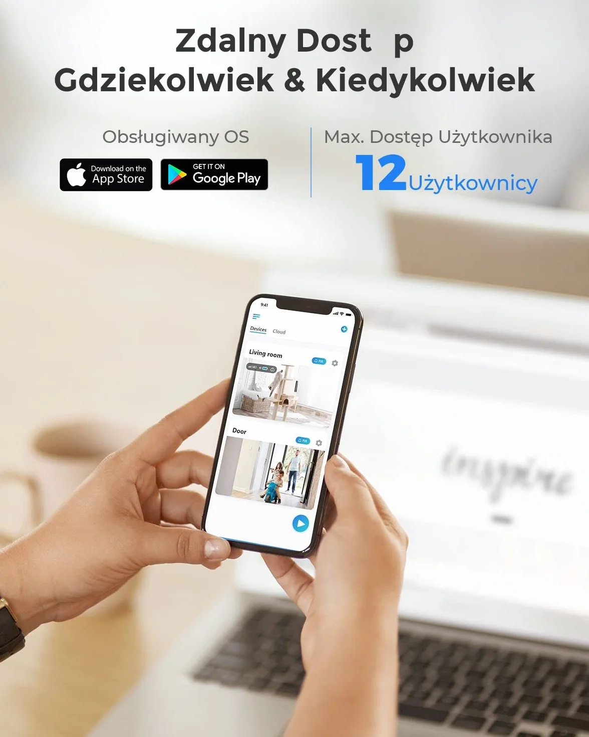 Zestaw Reolink 5MP PoE, 8-kanałowy NVR 2TB z 4 kamerami 5MP, nocne widzenie 30m, wykrywanie osób/pojazdów, nagrywanie 24/7, RLK8-410B4-5MP-A