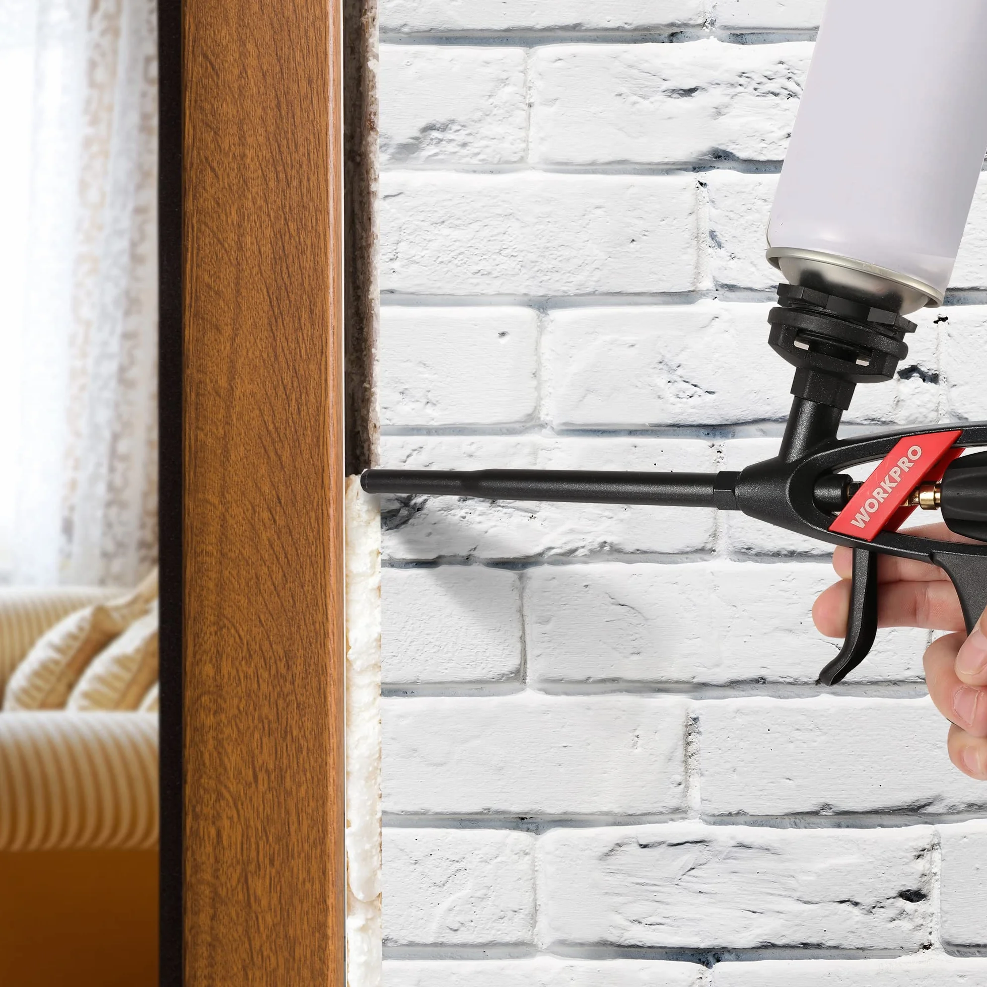 WORKPRO Pistolet piankowy PTFE do pianki poliuretanowej z przedłużkami i dyszami