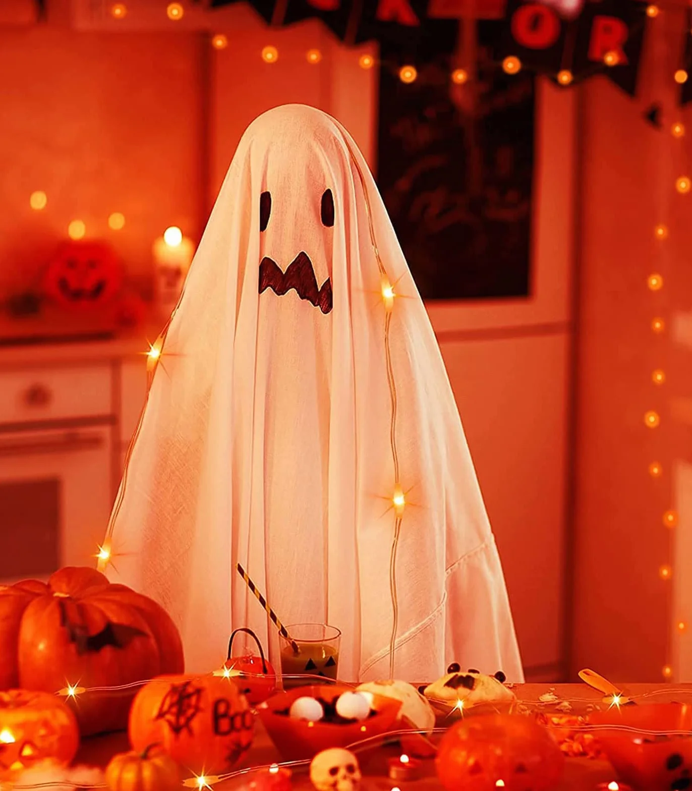 cshare Światła LED Halloween 5m 50 diod IP65 pomarańczowe łańcuchy dekoracje