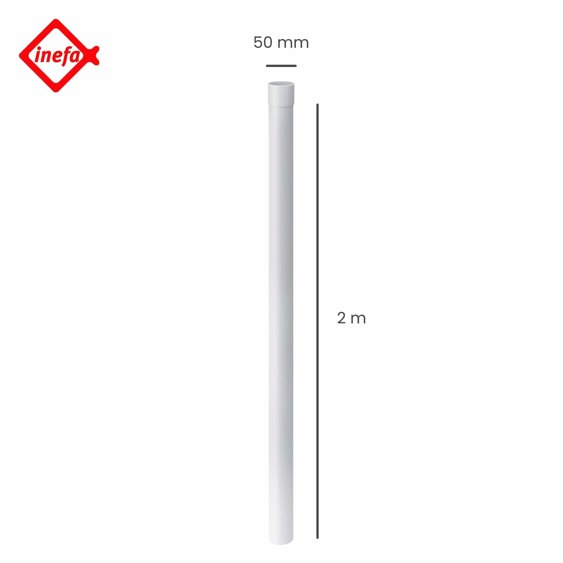 INEFA rura spustowa z tworzywa sztucznego 200 cm 50mm biała Akcesoria rynnowe