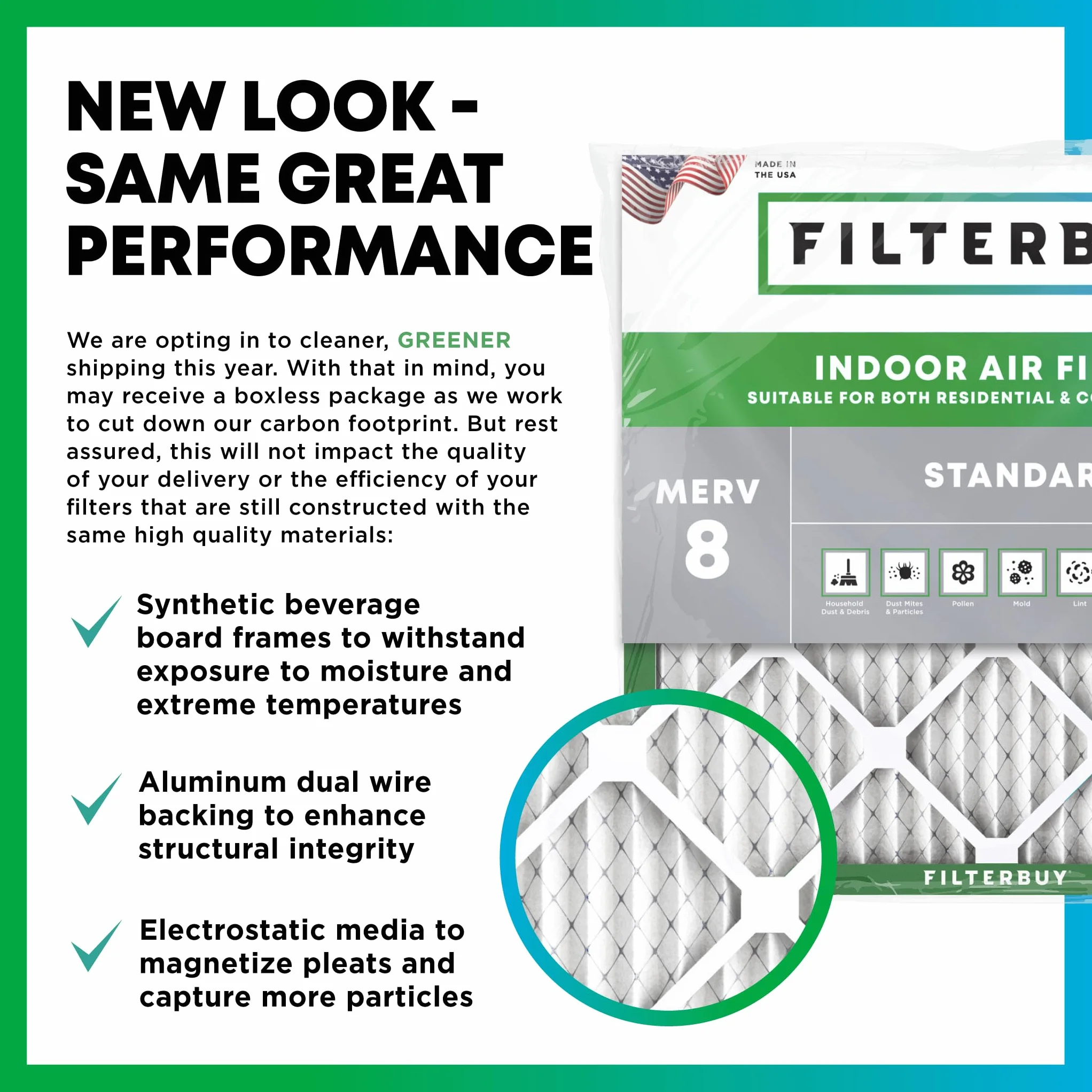 Filterbuy Filtr powietrza 14x25x1 MERV 8 Dust Defense 2-pak plisowany zamiennik do pieca HVAC AC rzeczywisty rozmiar 13,50 x 24,50 x 0,75 cala