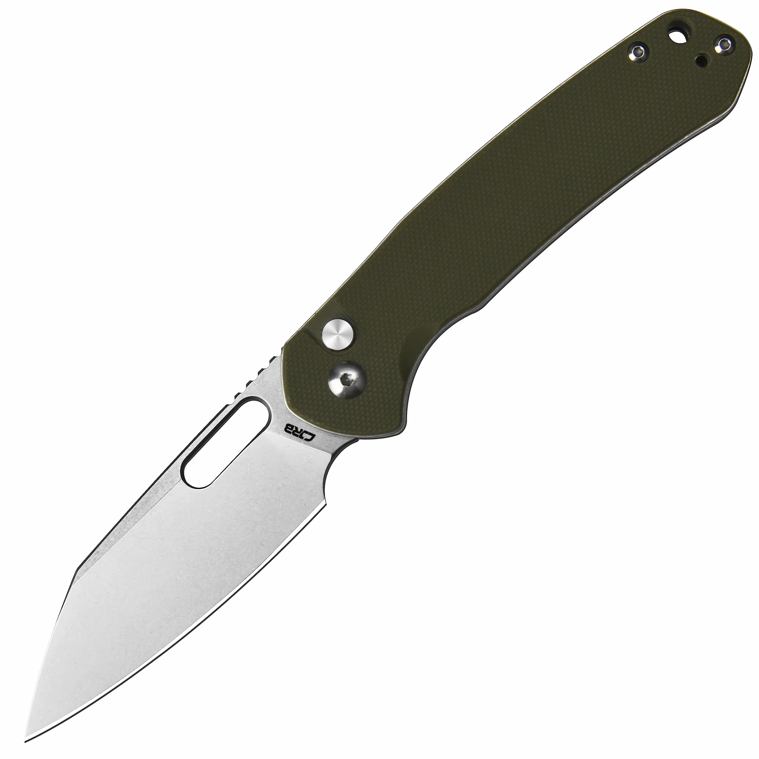 CJRB Pyrite-Alt J1925A składany scyzoryk 7 cm ostrze AR-RPM9 Wharncliffe zielony uchwyt G10 zapięcie na guziki