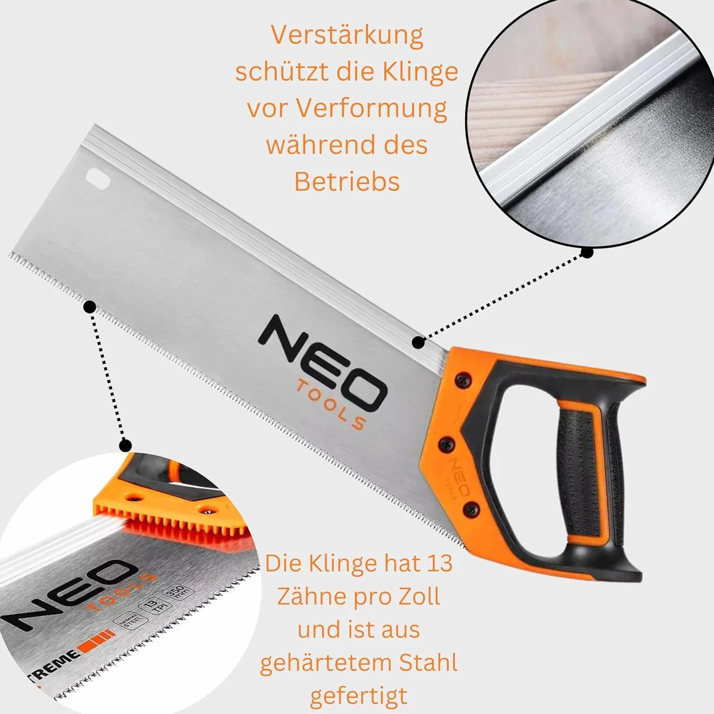 NEO Piła Grzbietnica 350mm 13TPI Skrzynka Uciosowa Drewniana do Listw