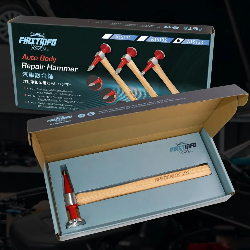 FIRSTINFO A15133 prosty punktowy wykańczanie automatyczny panel młotka bicie z uchwytem hikory 0,4 kg