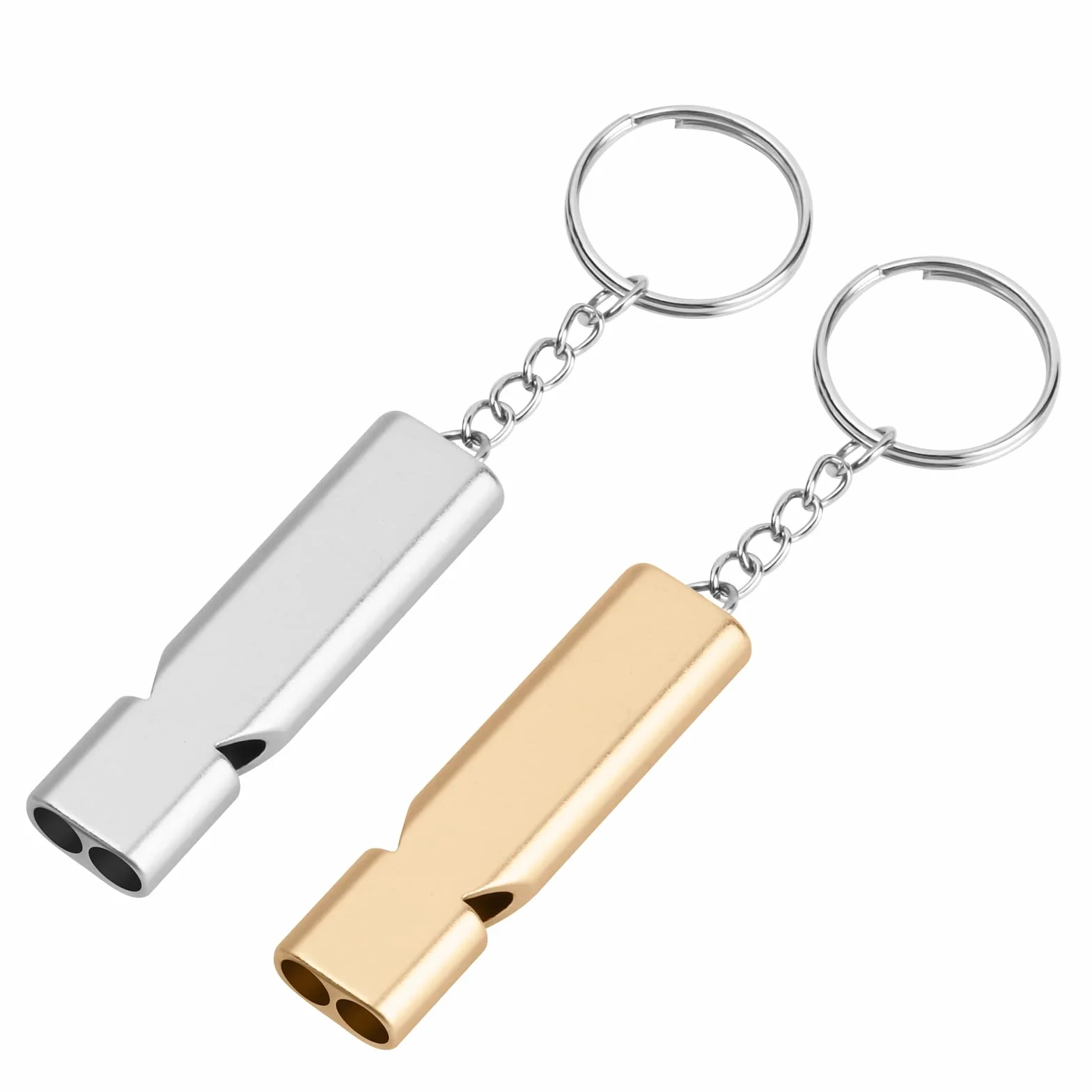 flintronic Gwizdek ratunkowy, metalowy gwizdek bezpieczeństwa, gwizdek sygnalizacyjny z breloczkiem do kluczy, na kemping, do survivalu, w sytuacjach awaryjnych, podczas treningu, na zawody – złoty/srebrny/czarny