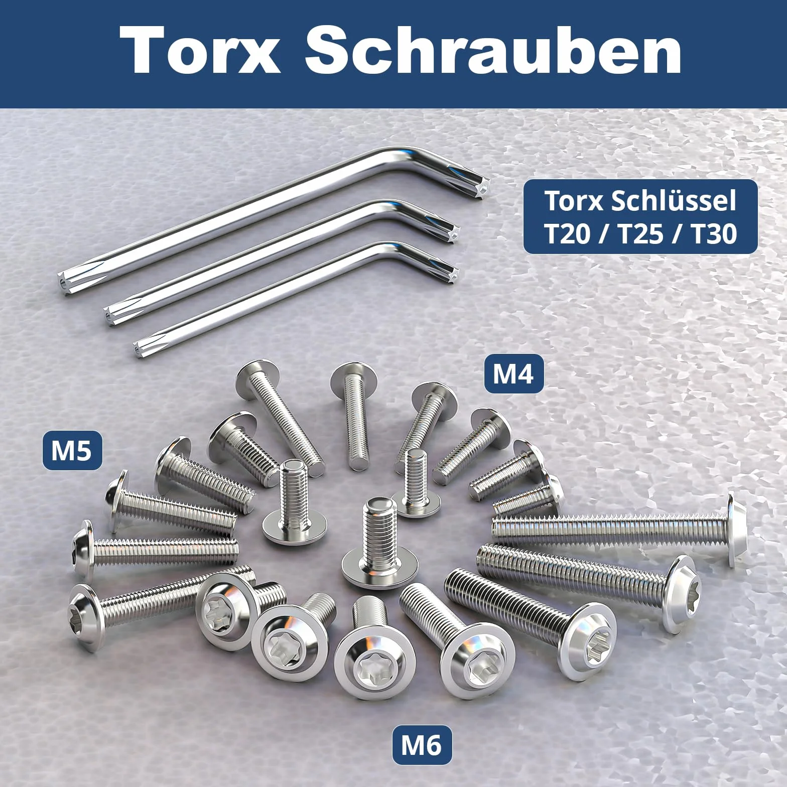Śruby M6 x 80 mm łeb soczewkowy kołnierz Torx stal nierdzewna A2 V2A pełny gwint 20 sztuk