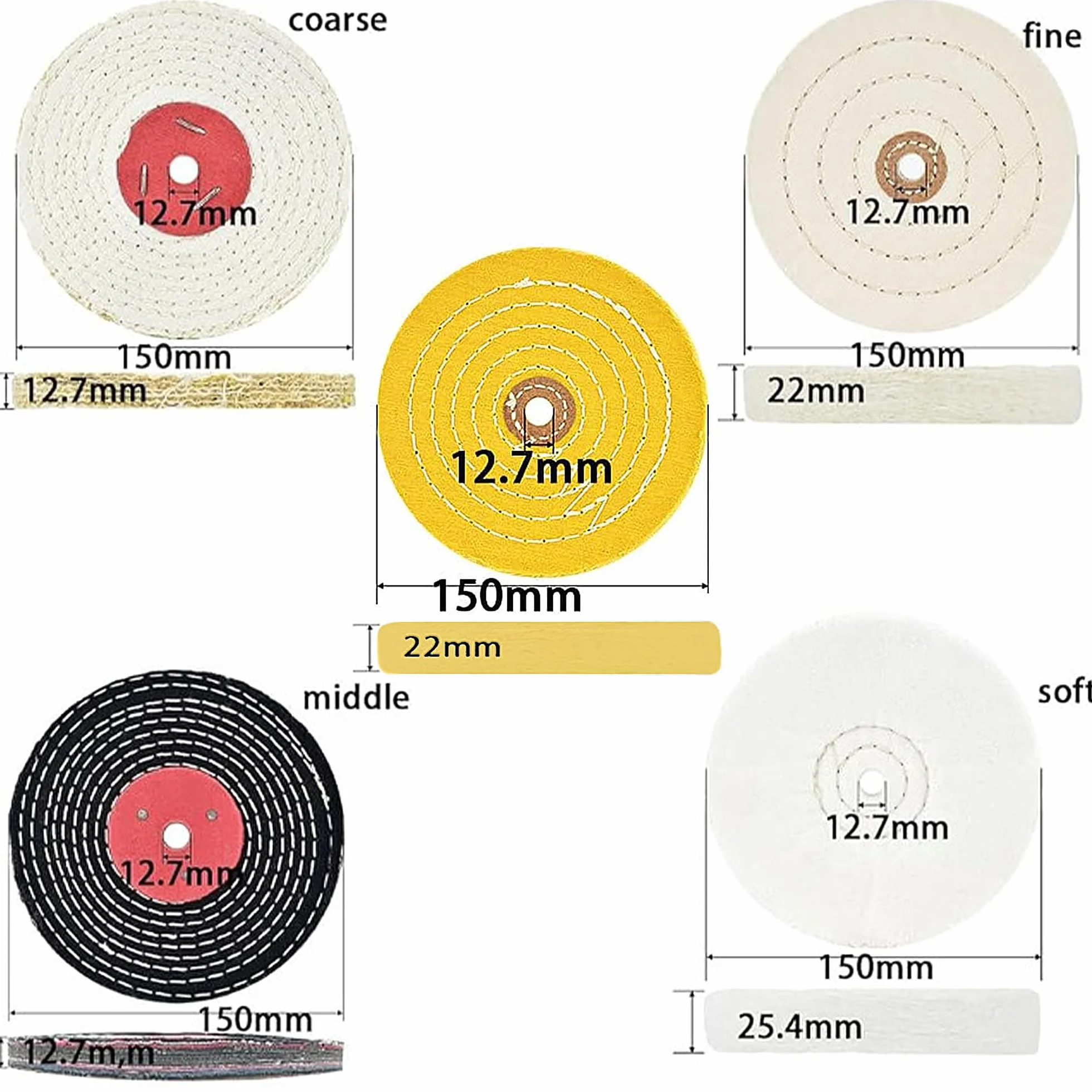Tarcze polerskie 150 mm do otworu 12,7 mm do szlifierek bawełniane