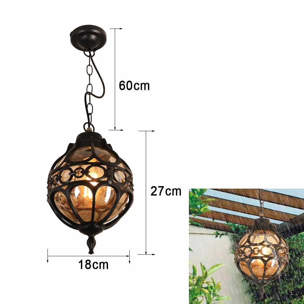 Rustykalna lampa wisząca zewnętrzna metalowa czarna IP65 wodoszczelna E27 retro sufitowa aluminiowa