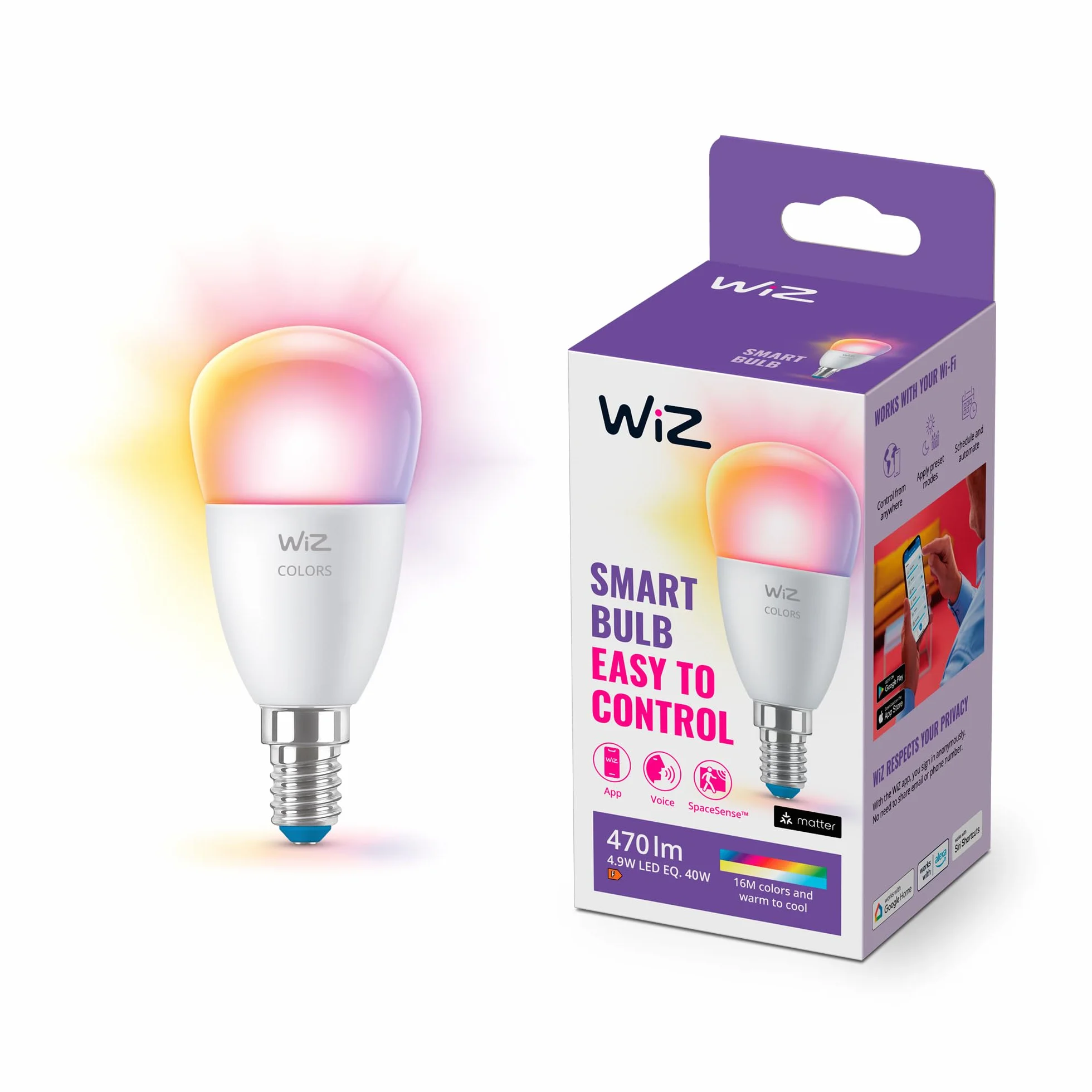 WiZ Inteligentna Żarówka 40W P45 E14 Wi-Fi Bluetooth Sterowanie Aplikacją