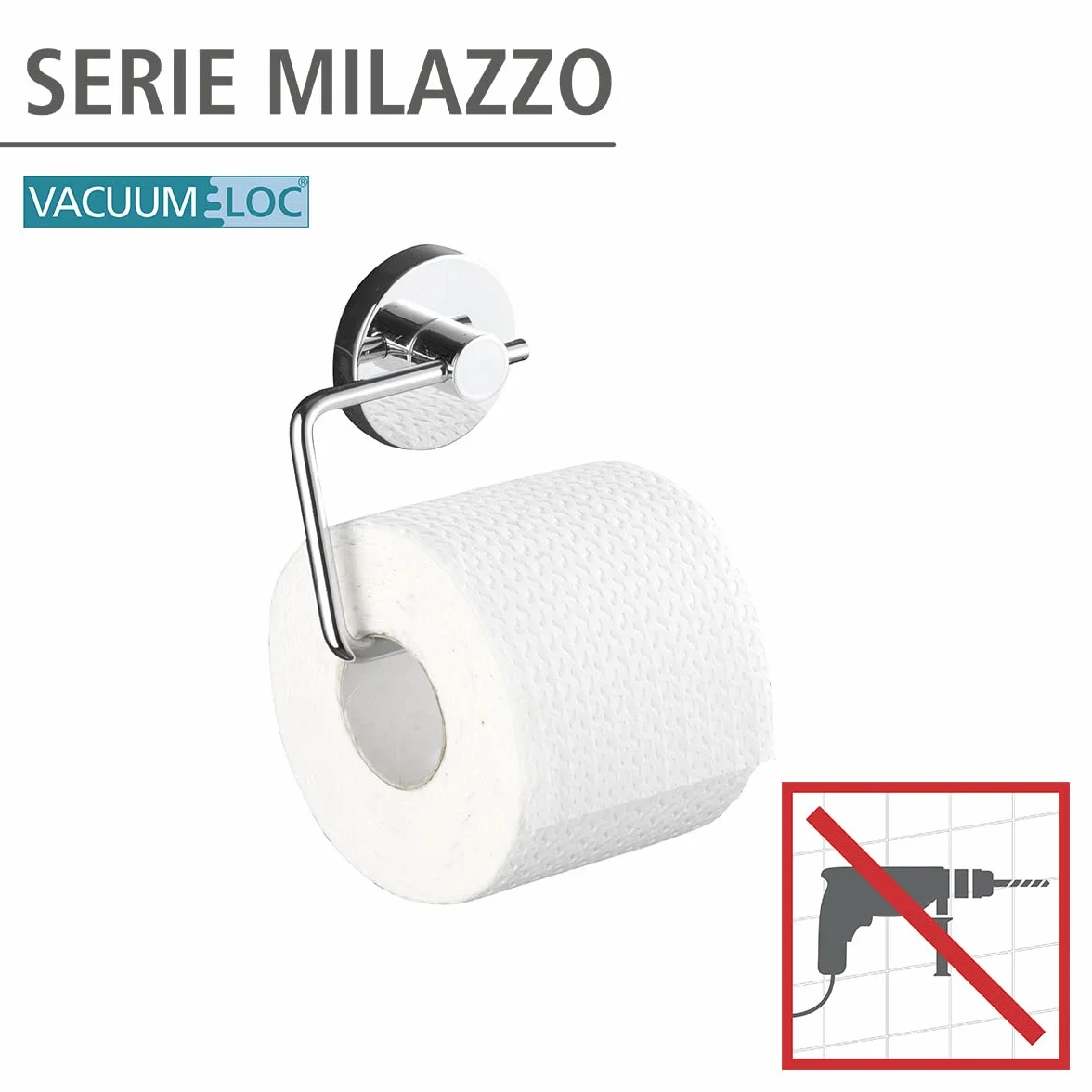 WENKO Vacuum-Loc Uchwyt na Papier Toaletowy Milazzo Stal Srebrny
