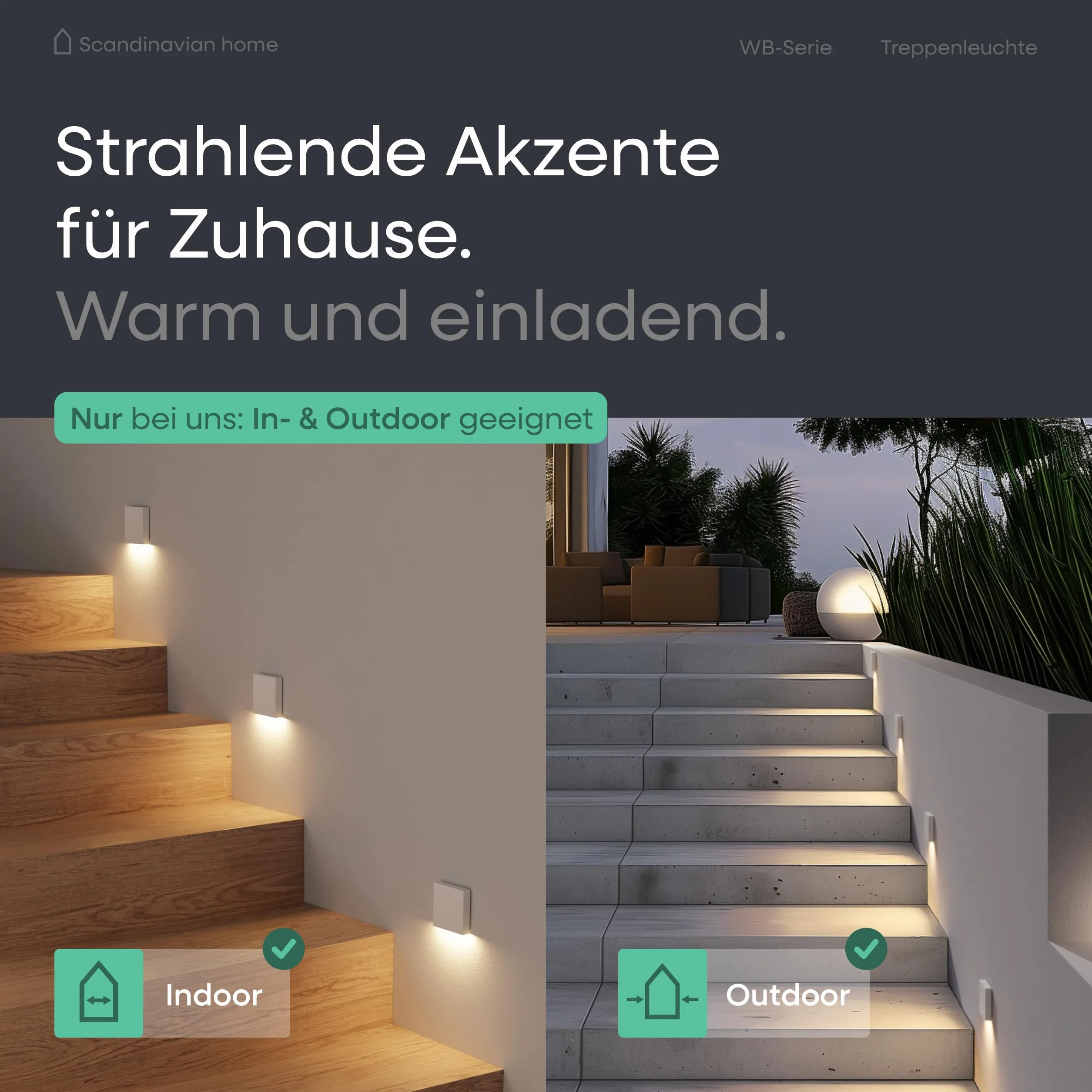 Scandinavian home Zestaw 6 lamp schodowych LED IP65 230V 1W ciepła biel 3000K 125lm oprawa wpuszczana