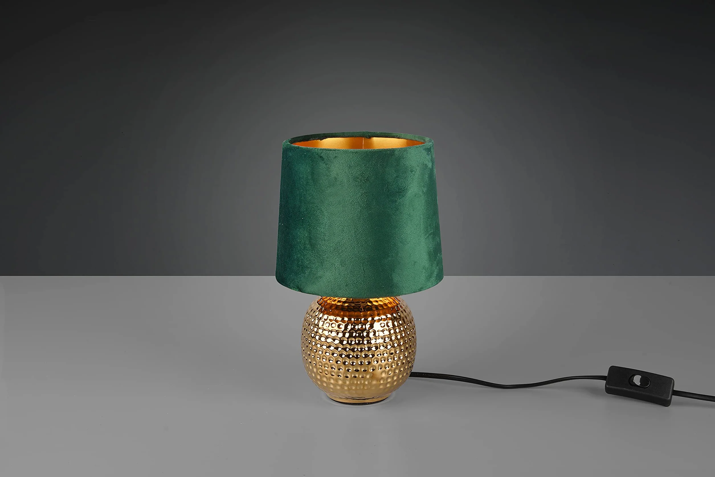 Reality Leuchten lampa stołowa Sophia R50821015 ceramika złoty aksamitny abażur E14 16 cm