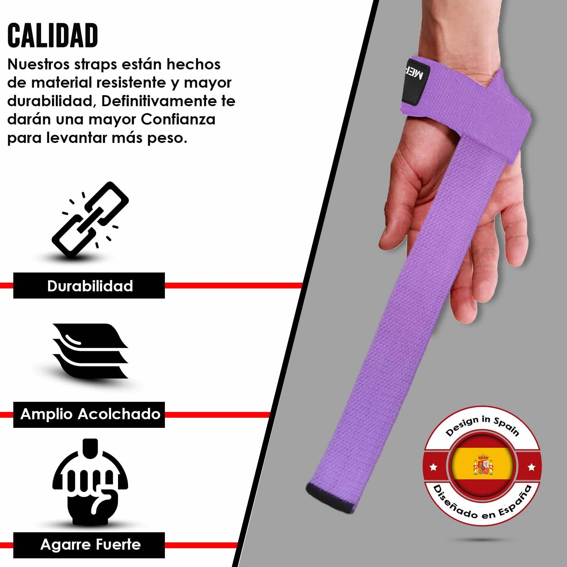 MERCURYAL Pack Straps Gym - Straps Powerlifting - Dodatek do siłowni - Akcesoria do siłowni (Fioletowy)