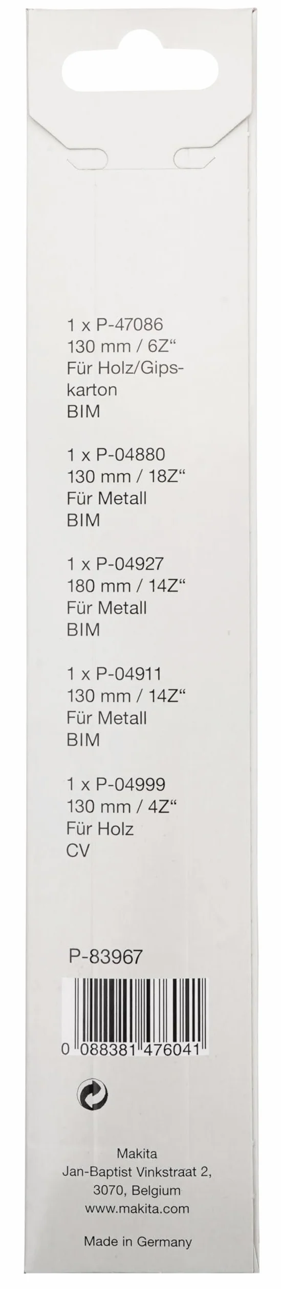 Makita P-83967 zestaw brzeszczotów do piły szablastej