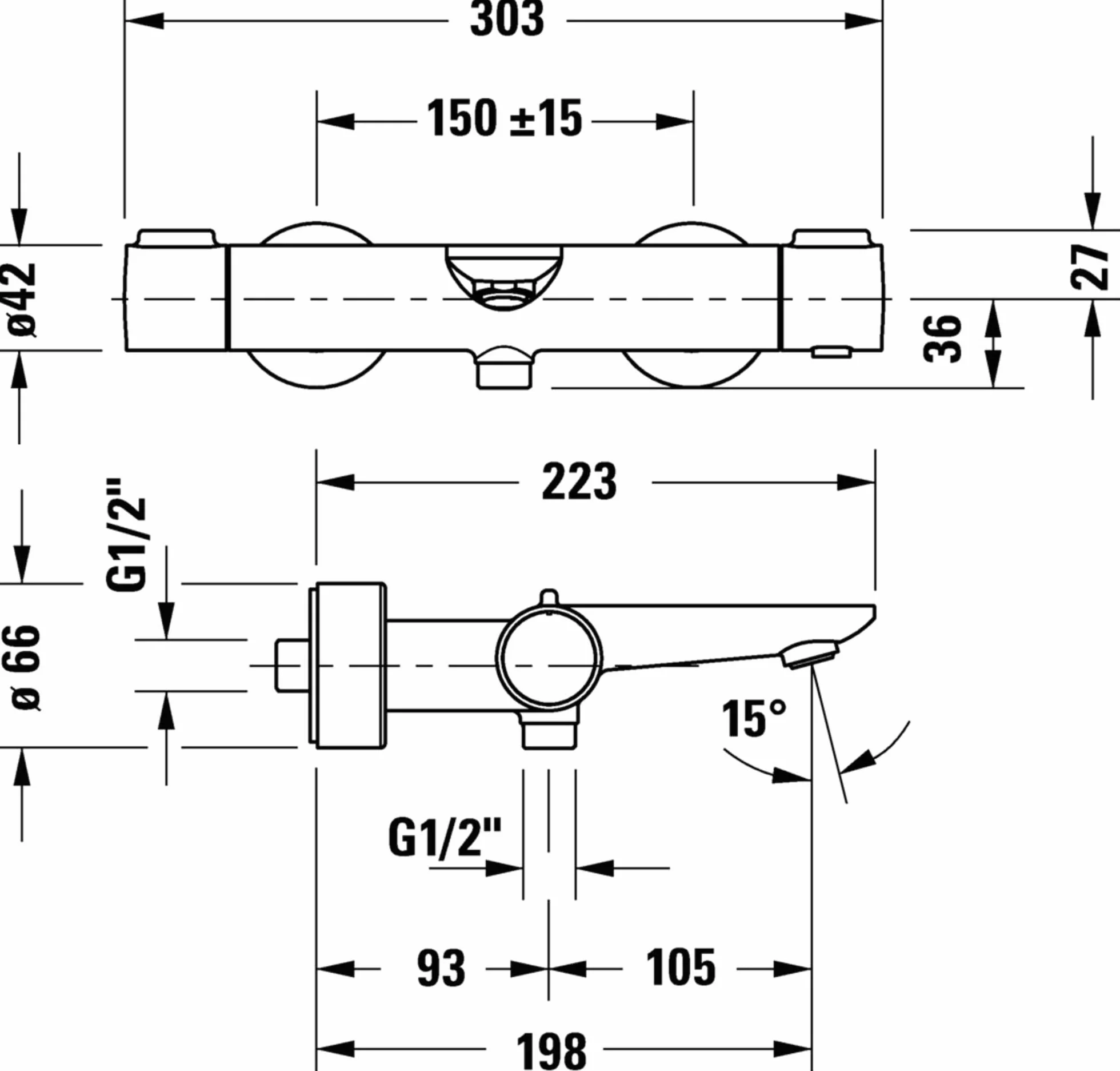 Duravit Wave armatura wannowa szczotkowany brąz
