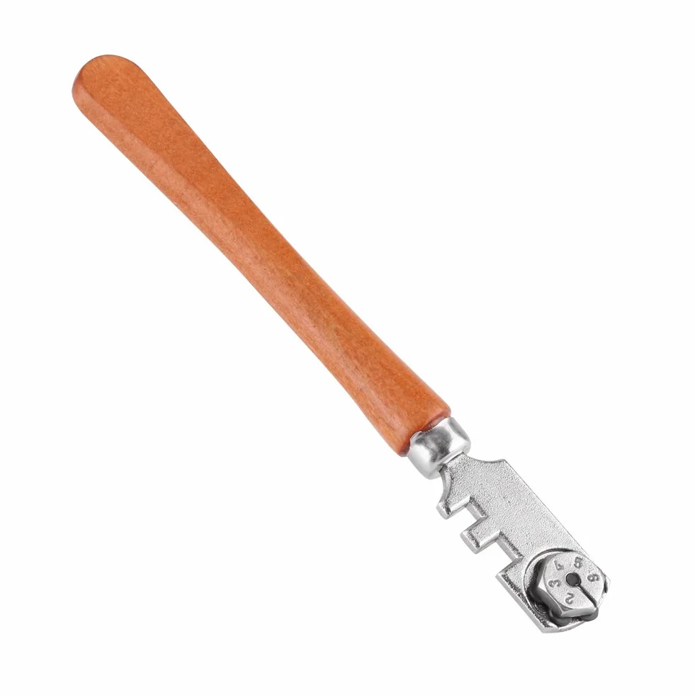Zunate Glass Cutter, 130MM Profesjonalny sześciokołowy nóż do szkła z drewnianą rączką