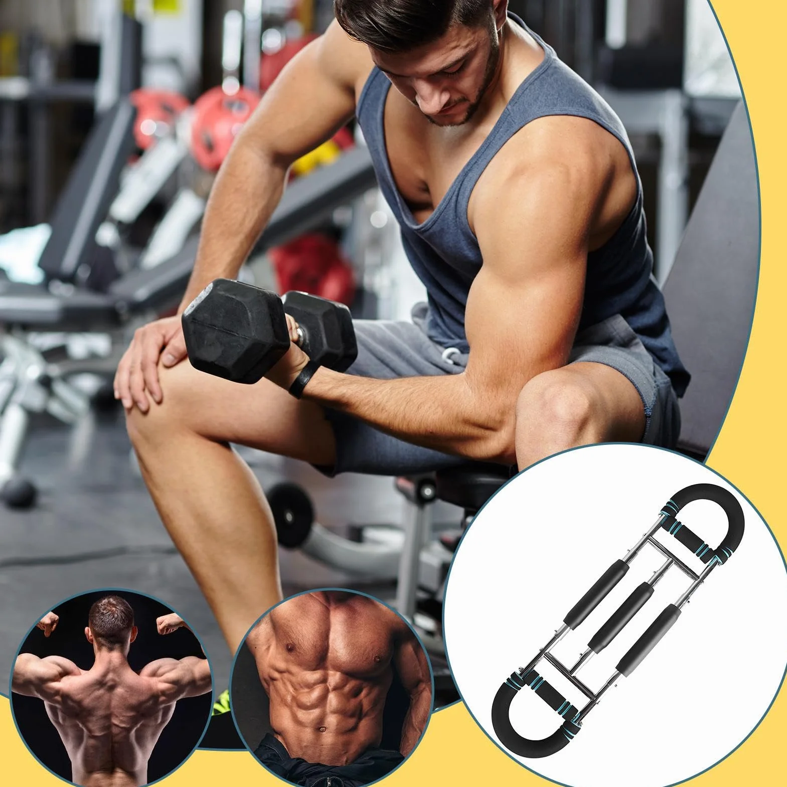 Arm Exercise Equipment, Chest Muscle Workout Trainer, 20–100kg U-Shape Resistance Tool with Ergonomic Grip, Upper Body Strength Builder for Home Gym Boxing Fitness Training 6.69x27.56in