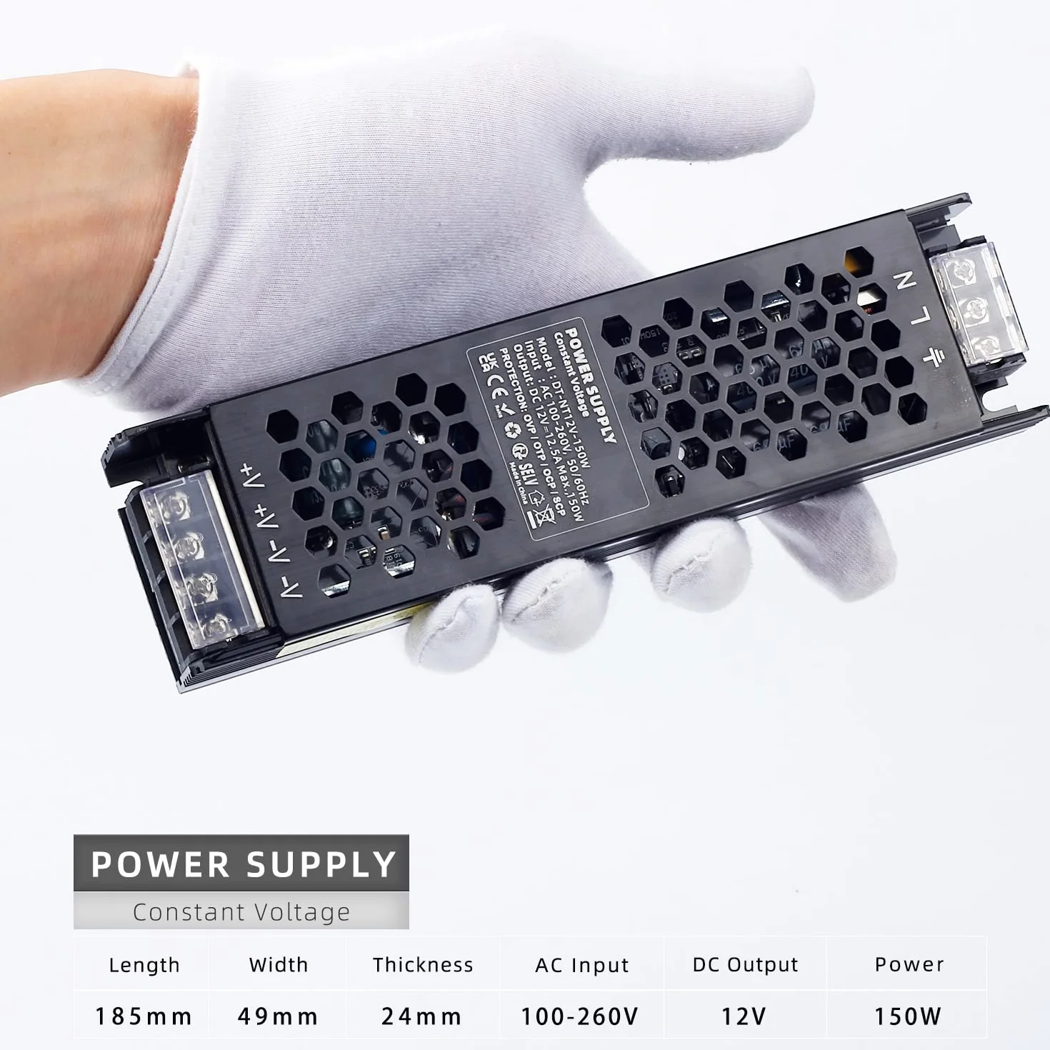 REYLAX Sterownik LED 12 V 150 W 12,5 A Zasilacz Slim 240 V na 12 V DC