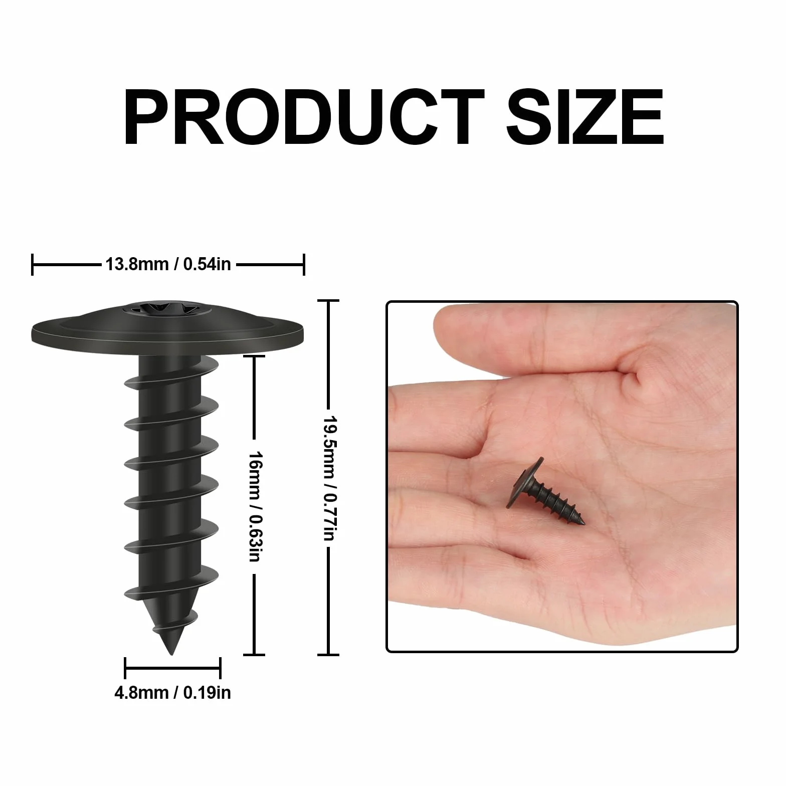 Wkręty blachowe M5 x 16 mm Torx czarne samowiercące 80 sztuk