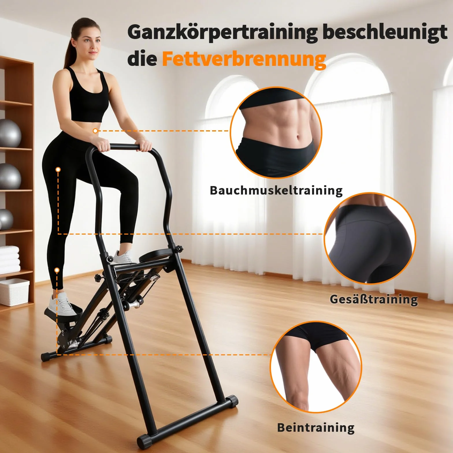 Stair Stepper do domu: Stairmaster do domu | urządzenie fitness do wspinaczki schodów | kompaktowy składany stepper cardio Fitness – regulowane kierownice/pedały i wyświetlacz LCD (A)