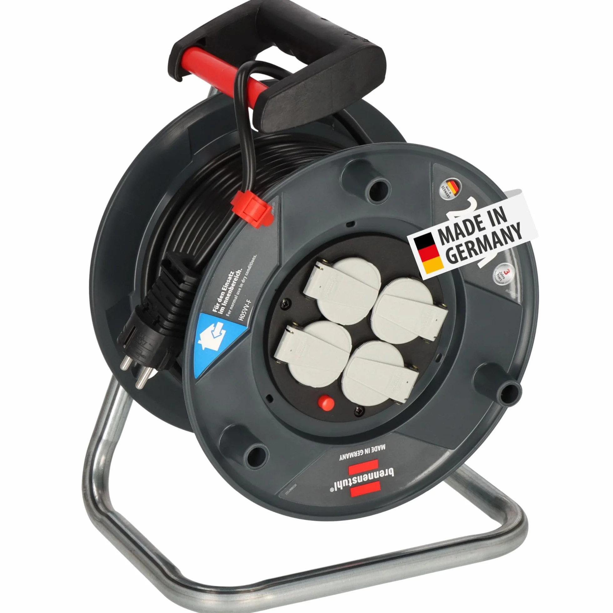 Brennenstuhl Garant V2 bęben kablowy (kabel 25 m, czarny, Made in Germany)