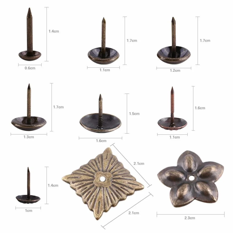 Gwoździe tapicerskie 100 szt. ozdobne z okrągłą główką 16x15 mm zielone do mebli