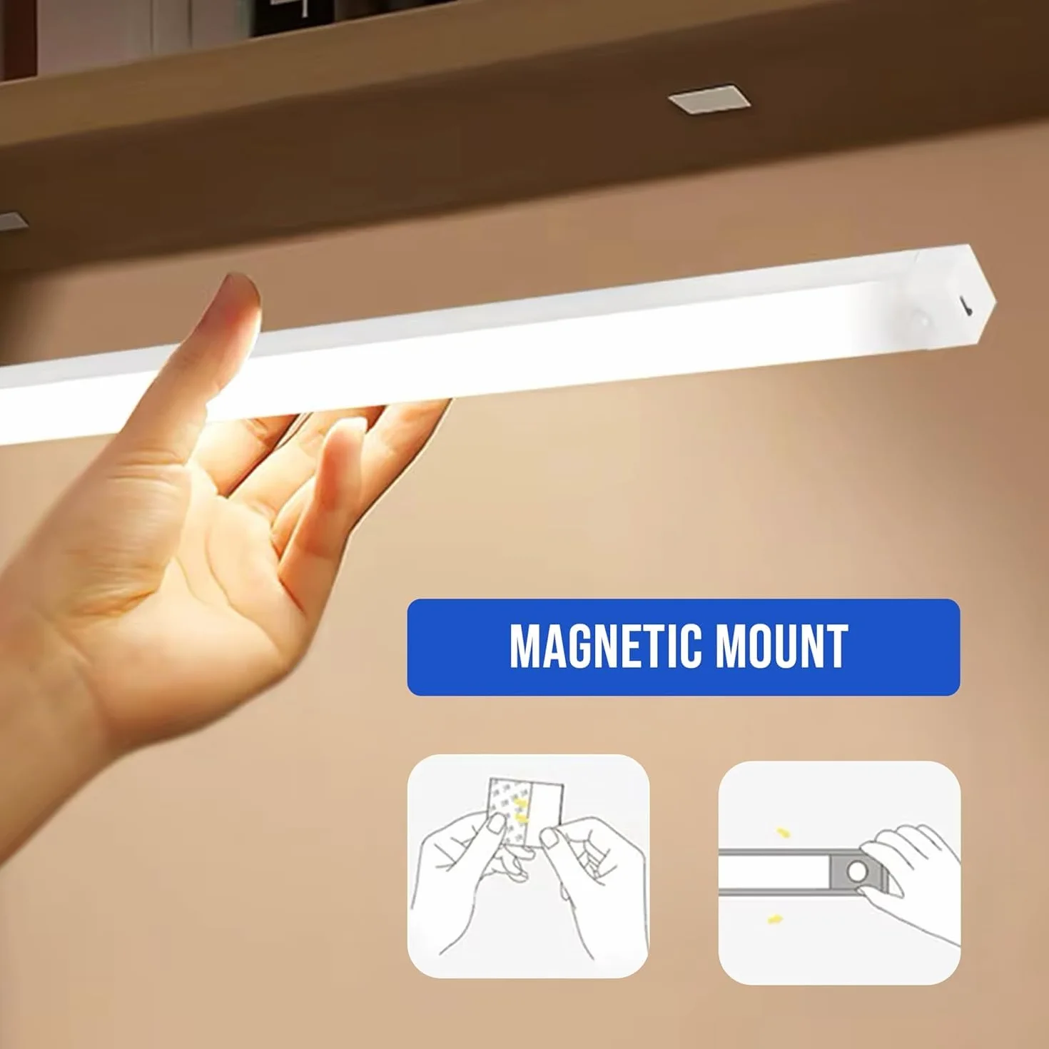 Lampa LED z czujnikiem ruchu 50 cm Magnetyczna USB Akumulatorowe oświetlenie zimne białe światło