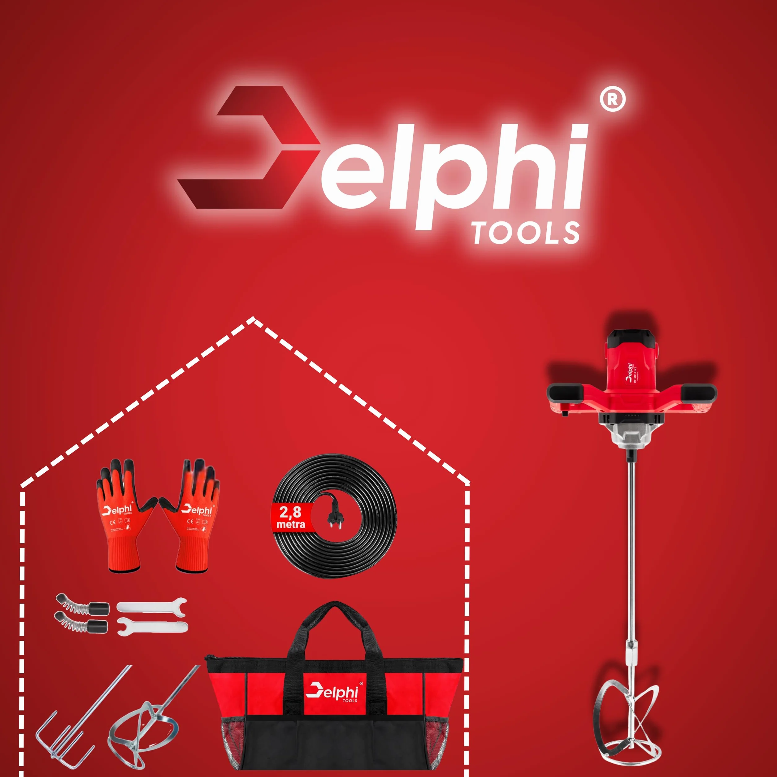 Delphi Mikser Elektryczny 2600W 6 Biegów M14 940 Obr/min z Torbą i Akcesoriami