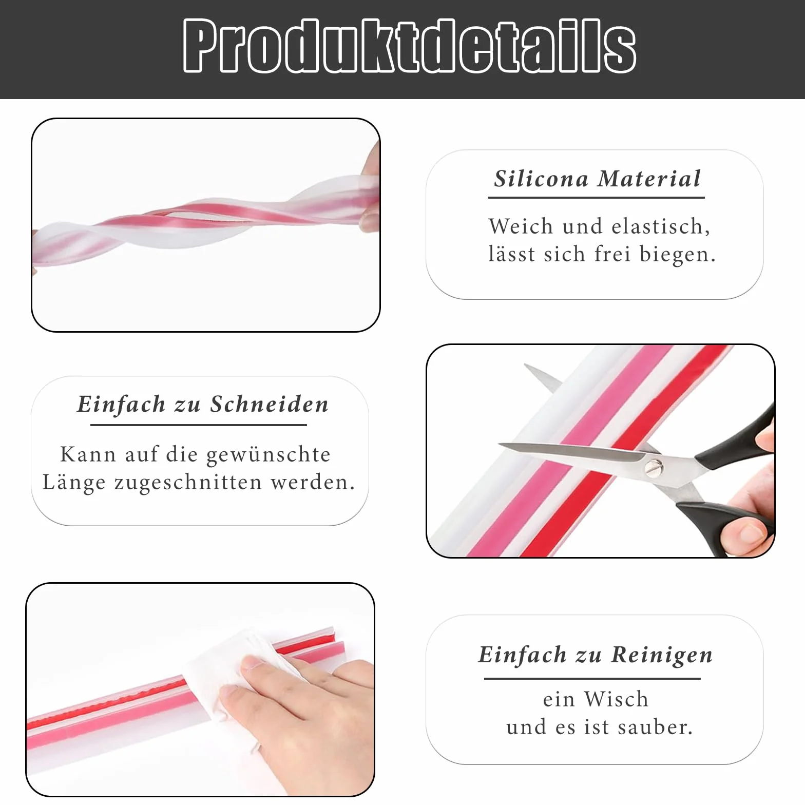 Profil uszczelniający do listwy kuchennej 5 m kauczuk silikonowy 15-17 mm przezroczysty
