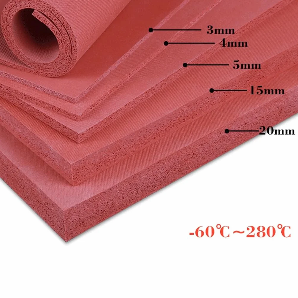 Odporna na ciepło gąbka silikonowa pianka gumowa arkusz czerwony 200 x 200 x 10 mm