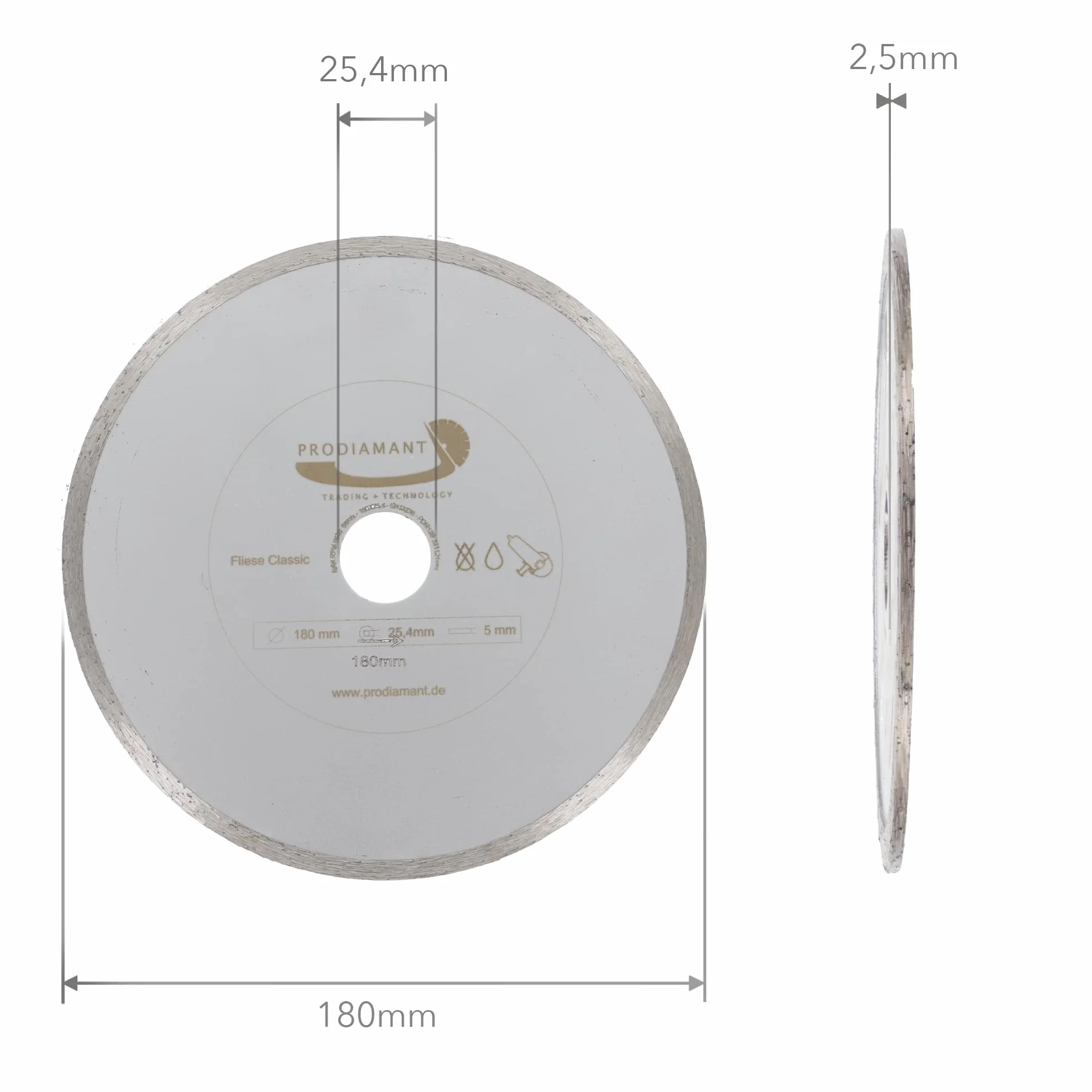 PRODIAMANT Prorim diamentowa tarcza tnąca 180 mm x 25,4 mm do ceramiki i płytek