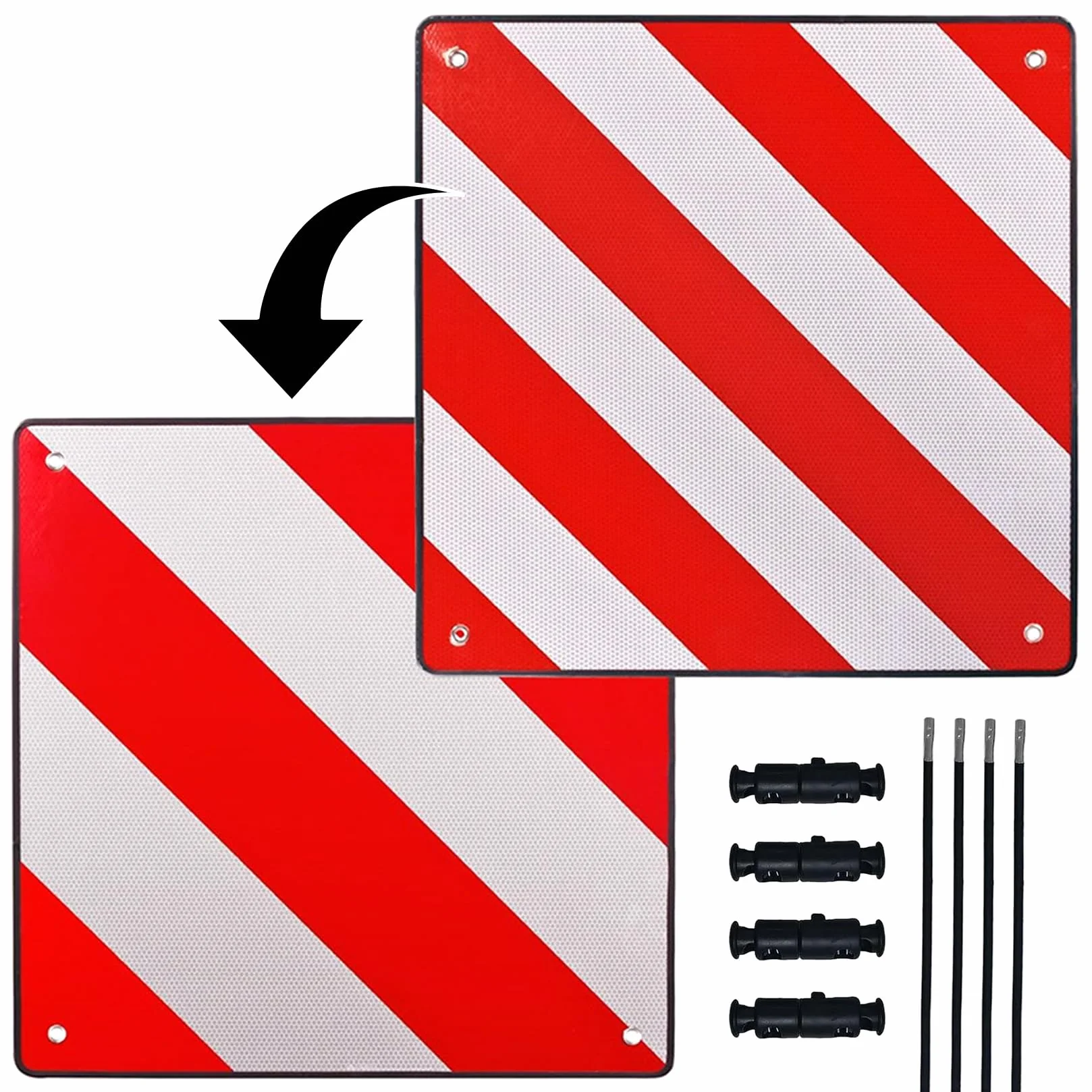 Aluminiowa Tablica Ostrzegawcza 50x50 cm Odblaskowa Czerwono-Biała Do Włoch Hiszpanii
