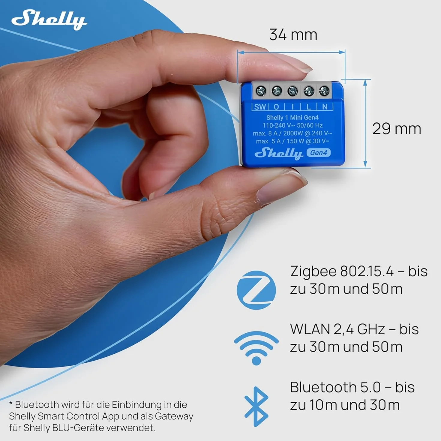 Shelly 1 mini Gen4 inteligentny przełącznik przekaźnika Wi-Fi 1 kanał 8 A