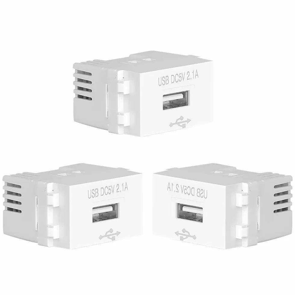 Moduł zasilania USB podtynkowy 220V na 5V 2,1A gniazdo ładowania 3 sztuki