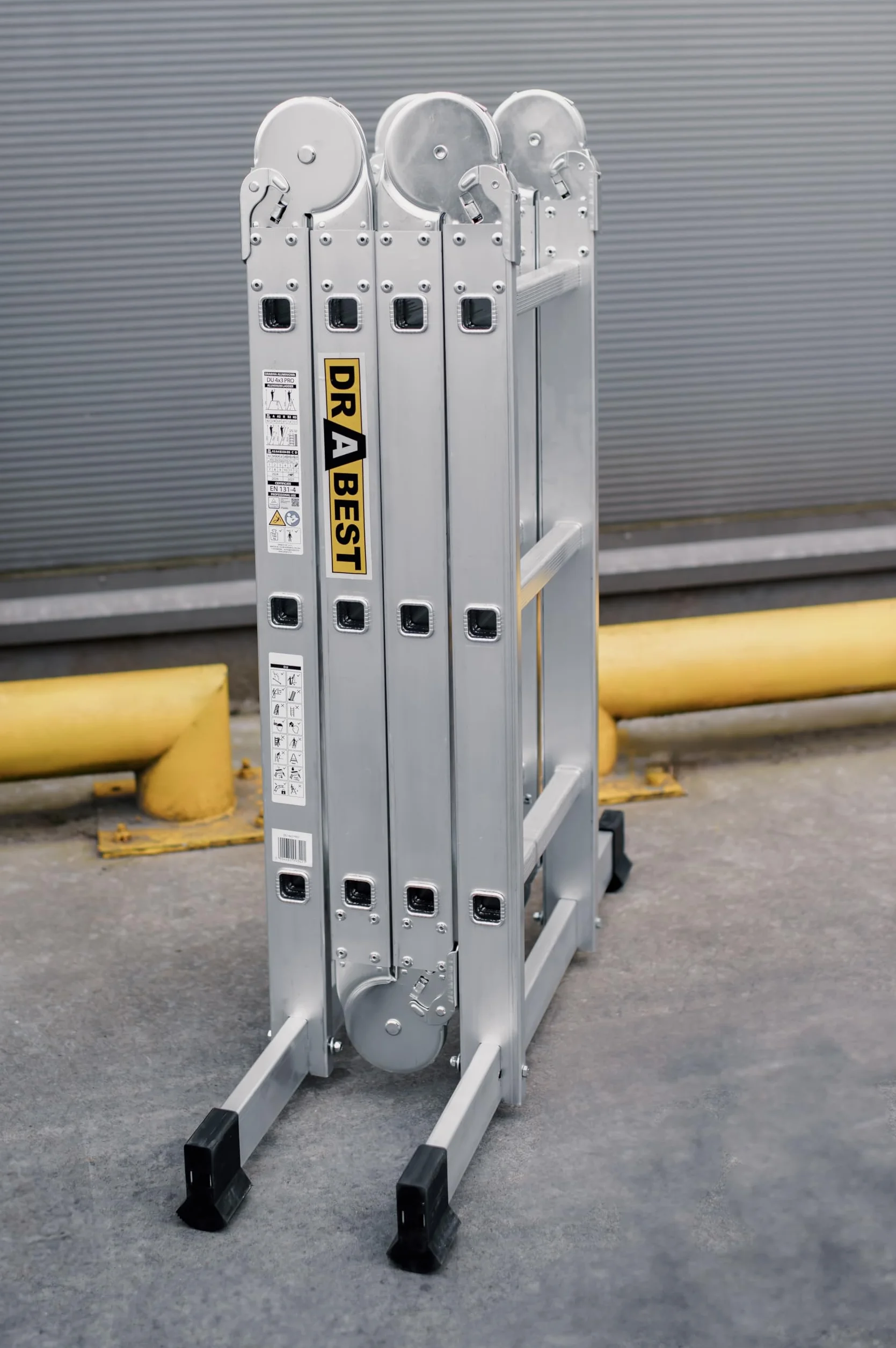 DRABEST Pro Aluminiowa drabina robocza z podestem 4x3 150 kg 25x95x35cm 15,1kg