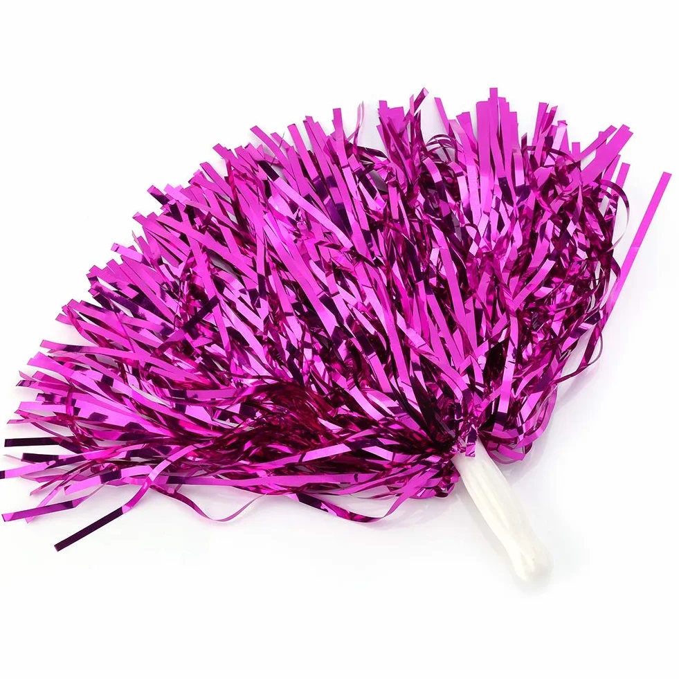 Cheerleading Pompoms Pompons 6/12 stücke Cheerleader Pom Poms Cheerleading Poms Blume Hängen Metallfolie Pom Poms Kader Jubel Sport Party Dance Nützliche Zubehör(Rosenrot 6)