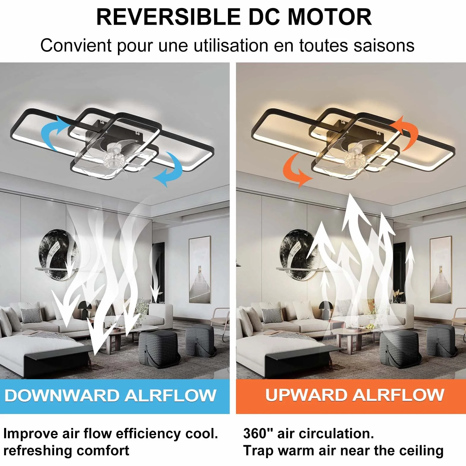 Cichy Wentylator Sufitowy z Oświetleniem LED 80W Ściemnialny z Pilotem 72CM Czarny