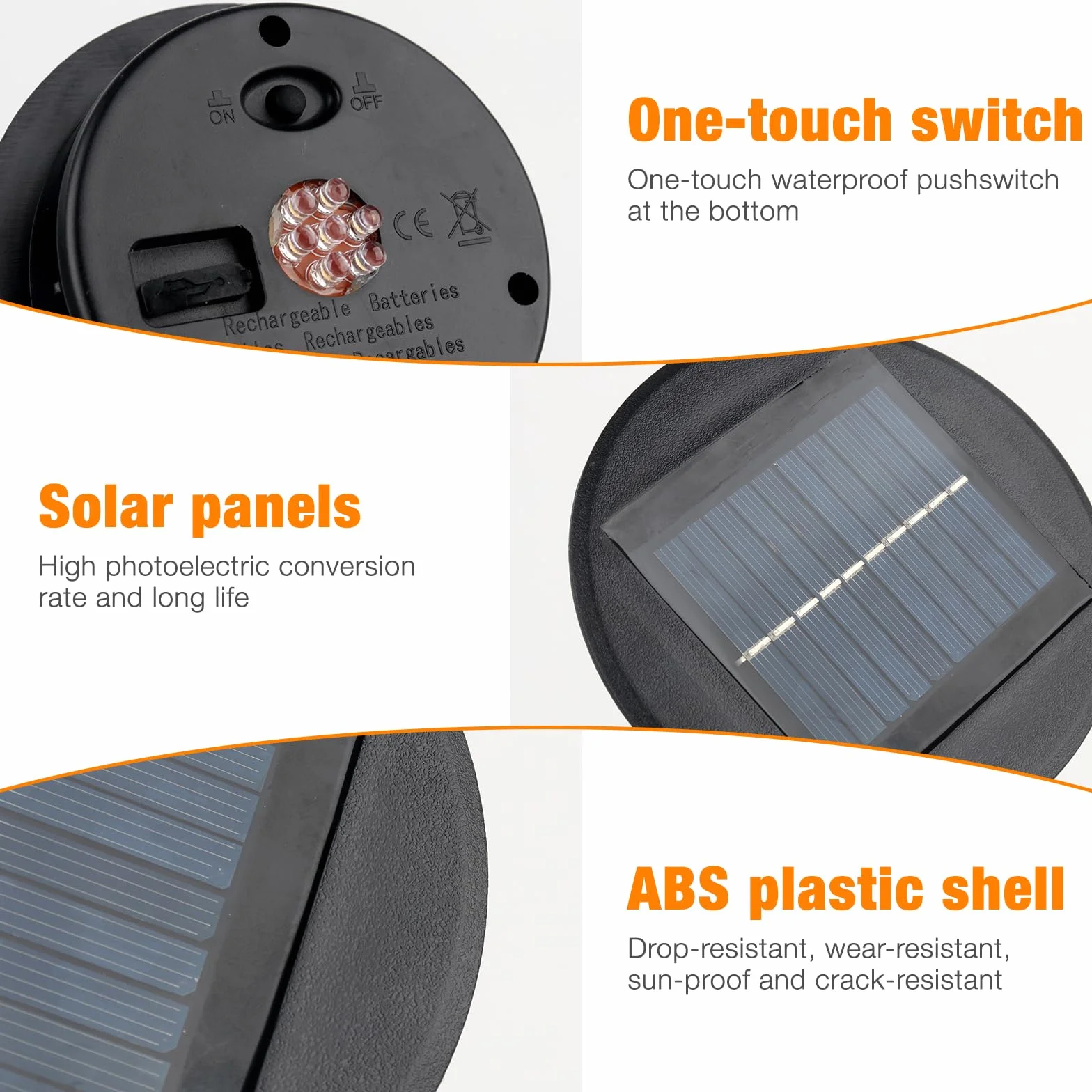 Mineup Części zamienne do lamp solarnych 2 sztuki 10,5 cm wodoszczelna 1200 mAh ładowanie USB pokrywa latarni solarnej